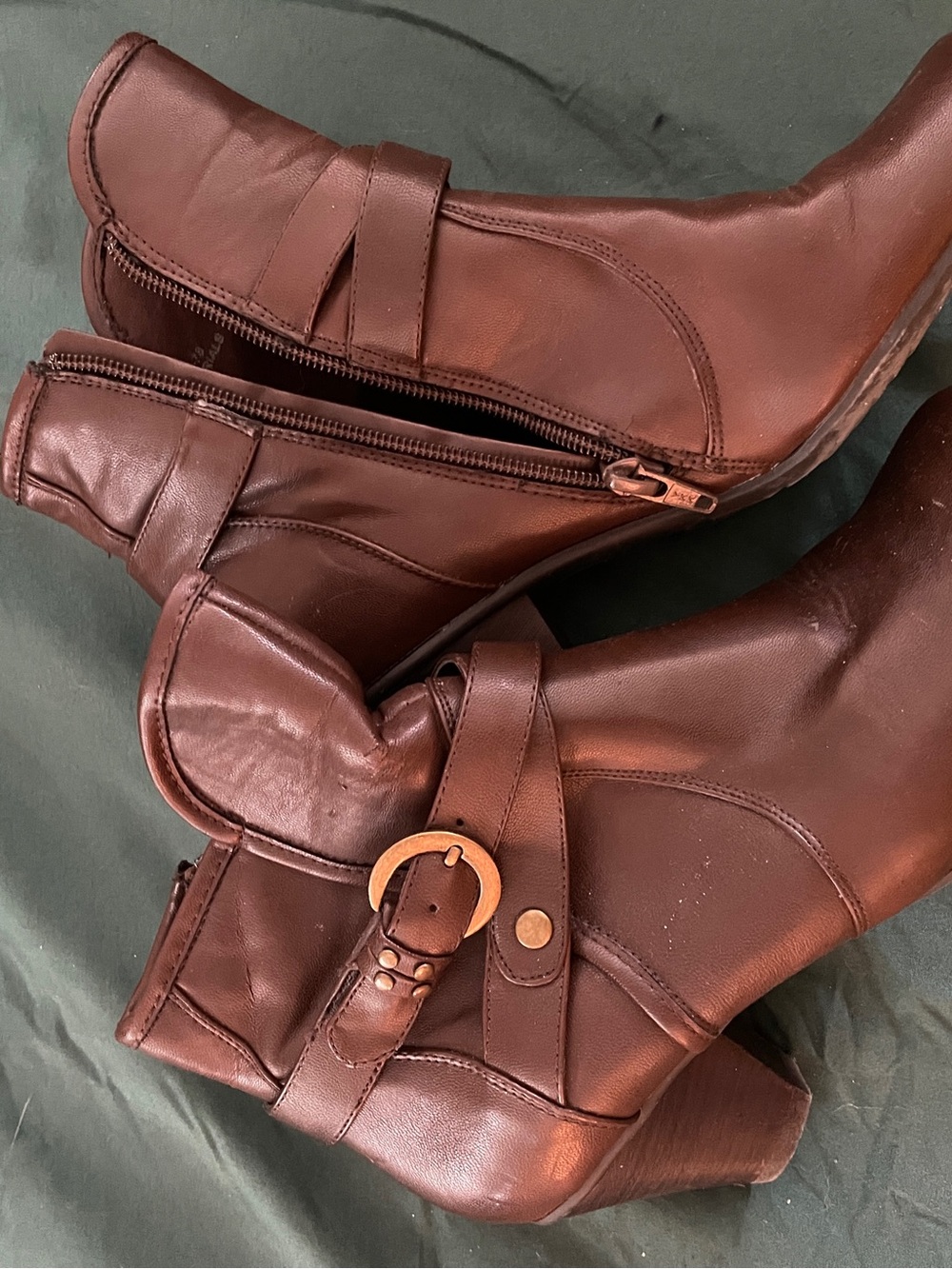 Yuu Brown Leather Ankle Boots with Buckle
